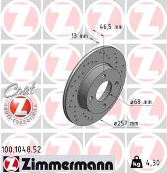Zimmermann Sport Brake Disc for AUDI 100 (C1) front