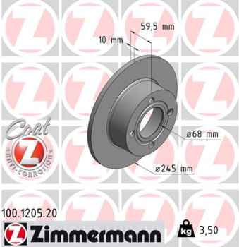Zimmermann Brake Disc for AUDI CABRIOLET (8G7, B4) rear