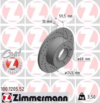 Zimmermann Sport Brake Disc for AUDI CABRIOLET (8G7, B4) rear