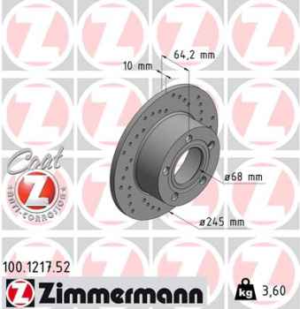 Zimmermann Sport Brake Disc for AUDI 100 Avant (4A5, C4) rear
