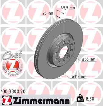 Zimmermann Brake Disc for VW GOLF PLUS (5M1, 521) front