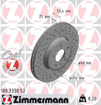 Zimmermann Sport Brake Disc for AUDI A4 (8W2, B9) front