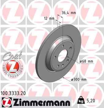 Zimmermann Brake Disc for AUDI A7 Sportback (4GA, 4GF) rear
