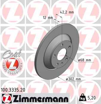 Zimmermann Bremsscheibe für AUDI A6 Allroad (4FH, C6) hinten