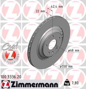 Zimmermann Bremsscheibe für AUDI A6 Allroad (4FH, C6) hinten