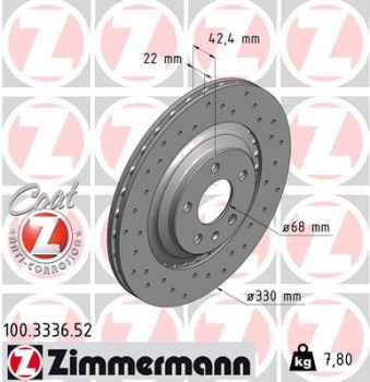 Zimmermann Sportbremsscheibe Sport Z für AUDI A6 Allroad (4FH, C6) hinten