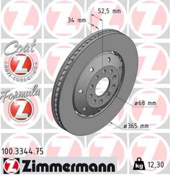 Zimmermann Brake Disc for AUDI A6 (4B2, C5) front right