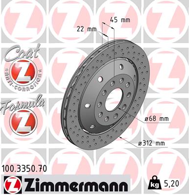 Zimmermann Bremsscheibe Formula Z für AUDI A4 Avant (8D5, B5) hinten rechts