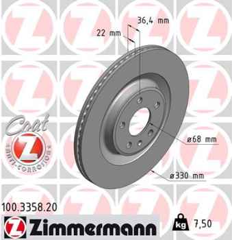 Zimmermann Brake Disc for AUDI A6 (4G2, 4GC, C7) rear