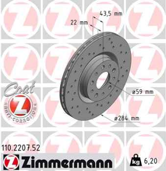 Zimmermann Sport Brake Disc for FIAT DOBLO Kombi (263_) front