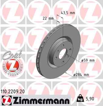 Zimmermann Brake Disc for LANCIA THEMA SW (834_) front
