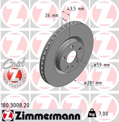Zimmermann Brake Disc for PEUGEOT EXPERT Pritsche/Fahrgestell (223) front