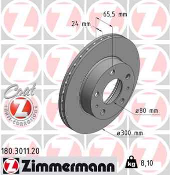Zimmermann Brake Disc for PEUGEOT BOXER Kasten (244) front