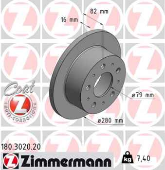 Zimmermann Brake Disc for PEUGEOT BOXER Kasten (244) rear