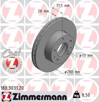 Zimmermann Brake Disc for PEUGEOT BOXER Kasten front