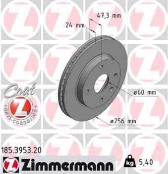 Zimmermann Brake Disc for DAEWOO NUBIRA Stufenheck (J200) front