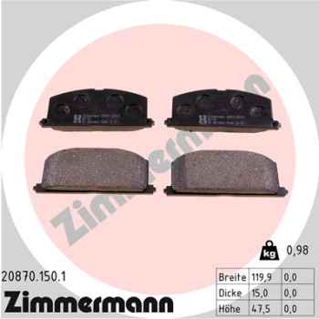 Zimmermann Brake pads for TOYOTA CAMRY Liftback (_V1_) front