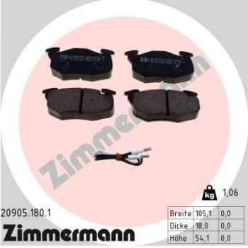 Zimmermann Brake pads for PEUGEOT 205 I (741A/C) front