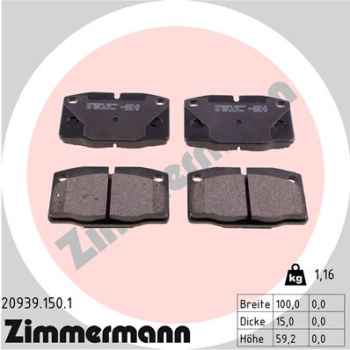 Zimmermann Brake pads for OPEL KADETT E CC (T85) front