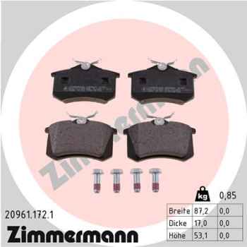 Zimmermann Brake pads for AUDI A6 (4B2, C5) rear