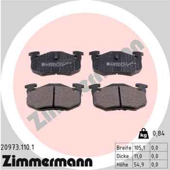 Zimmermann Brake pads for PEUGEOT 206 SW (2E/K) rear