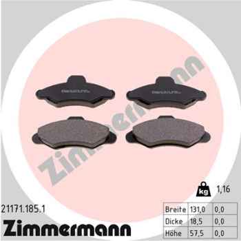 Zimmermann Brake pads for FORD ESCORT VII Stufenheck (GAL, AFL) front