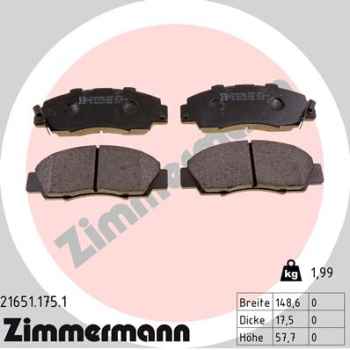 Zimmermann Brake pads for HONDA ACCORD VI Coupe (CG) front