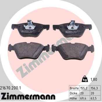 Zimmermann Brake pads for CHRYSLER CROSSFIRE front