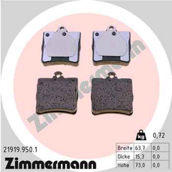Zimmermann rd:z Brake pads for MERCEDES-BENZ CLK (C209) rear