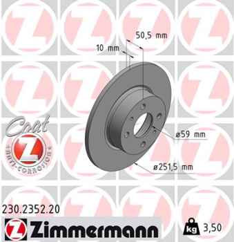 Zimmermann Brake Disc for LANCIA LYBRA (839_) rear