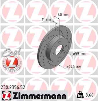 Zimmermann Sport Brake Disc for FIAT TEMPRA S.W. (159_) rear
