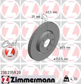 Zimmermann Brake Disc for FIAT DOBLO Großraumlimousine (119_, 223_) front