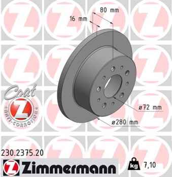 Zimmermann Brake Disc for CITROËN JUMPER Pritsche/Fahrgestell rear