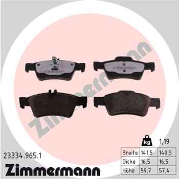 Zimmermann rd:z Brake pads for MERCEDES-BENZ CLS Shooting Brake (X218) rear