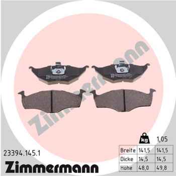 Zimmermann Brake pads for VW LUPO (6X1, 6E1) front