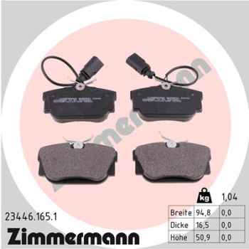 Zimmermann Brake pads for VW TRANSPORTER T4 Bus (70B, 70C, 7DB, 7DK, 70J, 70K, 7DC, 7DJ) rear
