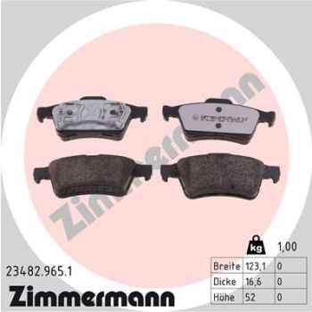 Zimmermann rd:z Brake pads for NISSAN PRIMERA (P12) rear