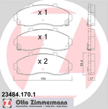 Zimmermann Brake pads for KIA PREGIO Kasten (TB) front