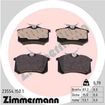 Zimmermann Brake pads for VW GOLF III Variant (1H5) rear
