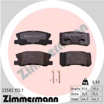 Zimmermann Brake pads for MITSUBISHI OUTLANDER II (CW_W) rear