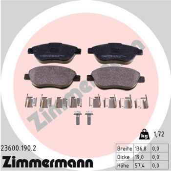 Zimmermann Bremsbeläge für FIAT DOBLO Großraumlimousine (119_, 223_) vorne