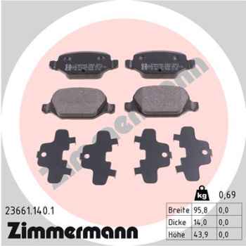 Zimmermann Brake pads for FIAT 500 (312_) rear