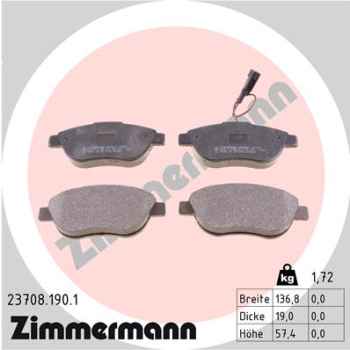 Zimmermann Bremsbeläge für FIAT DOBLO Großraumlimousine (119_, 223_) vorne