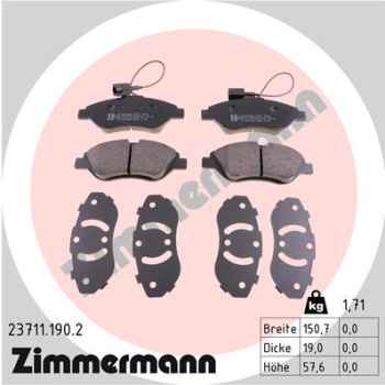 Zimmermann Brake pads for LANCIA DELTA III (844_) front