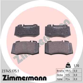 Zimmermann Brake pads for MERCEDES-BENZ CLK (C209) front