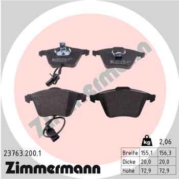 Zimmermann Brake pads for AUDI A4 Cabriolet (8H7, B6, 8HE, B7) front