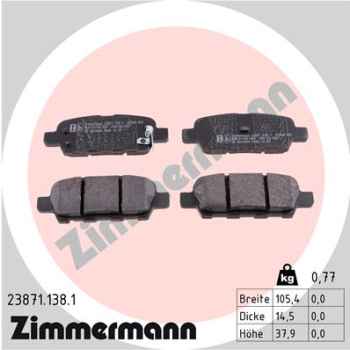 Zimmermann Brake pads for NISSAN LEAF (ZE0) rear