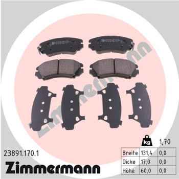 Zimmermann Brake pads for HYUNDAI GRANDEUR (TG) front