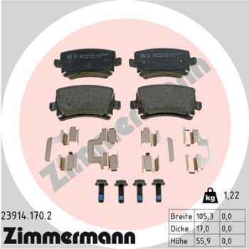 Zimmermann Brake pads for SKODA OCTAVIA II (1Z3) rear