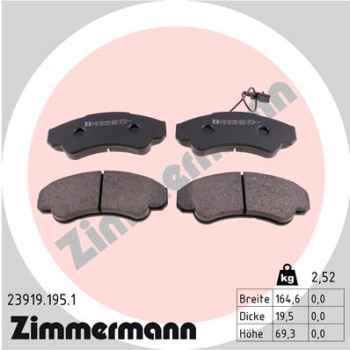 Zimmermann Brake pads for CITROËN JUMPER Kasten (244) front